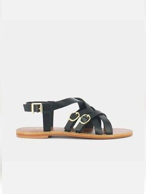 NWB Jonak Paris "Woury" Elegant Black Strappy 100% Leather Sandals